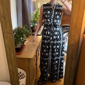 Vintage button up tie maxi dress great for maternity